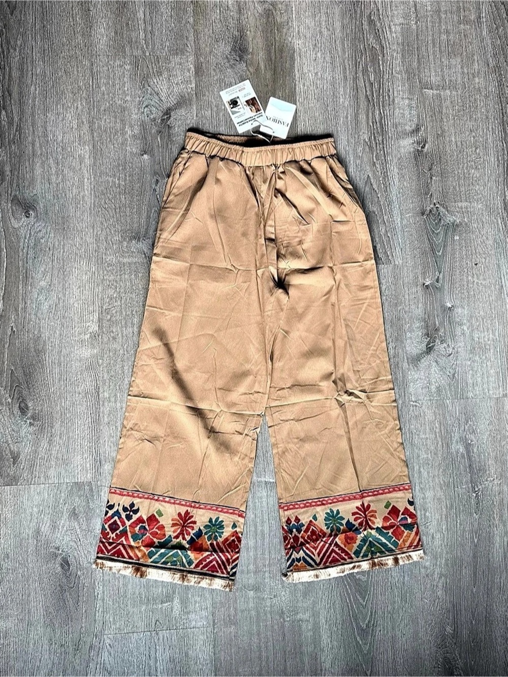 FASHON Wide Leg Printed Hem Pants NWT - Picture 1 of 11
